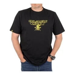 T-Shirt Black Cat Distressed Logo - Noir